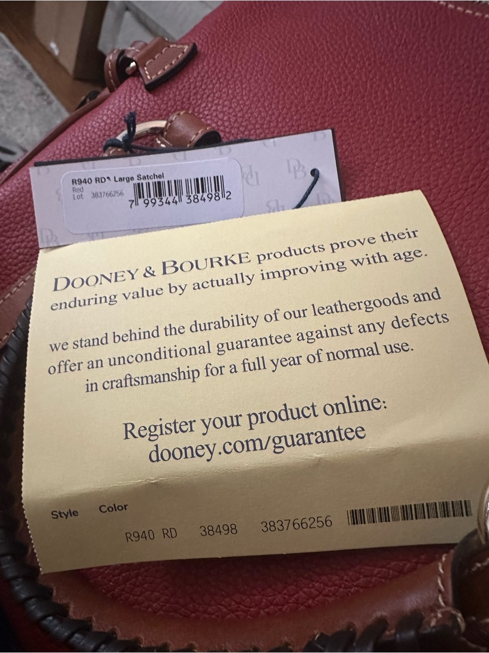 Dooney & Bourke LARGE Red Pebbled Leather Satchel - Shoulder Bag NWT $598 MSRP - Picture 12 of 15